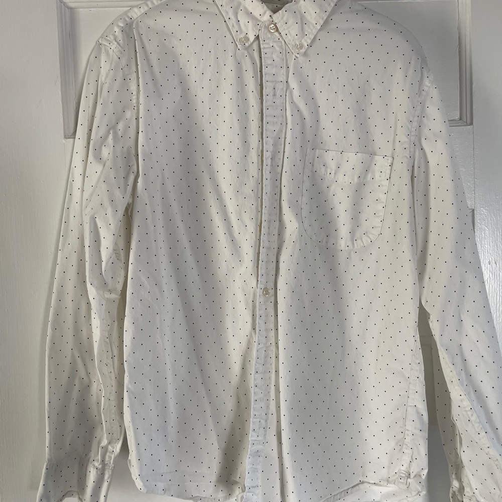 J. Crew White Shirt with Black Dots